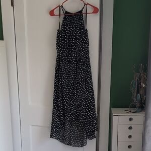 White House Black Market Black and White High Low Dress